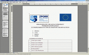 Sprawozdanie z realizacji projektu współfinansowanego z Europejskiego Funduszu Rozwoju Regionalnego