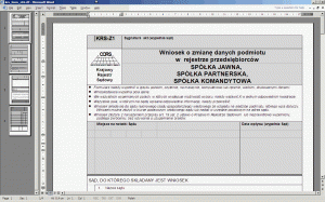 KRS Z2 Wniosek o zmian danych podmiotu w rejestrze przedsibiorcw - spka komandytowo - akcyjna
