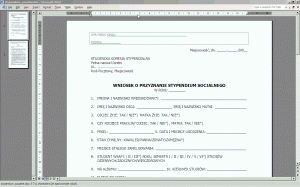 Podanie o stypendium socjalne